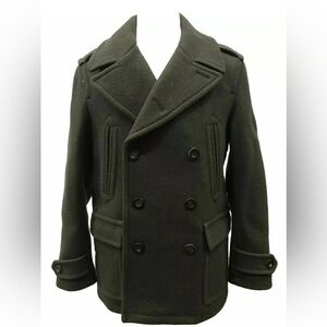 Olive Green Men's Wool Pea Coat  Size large NWOT